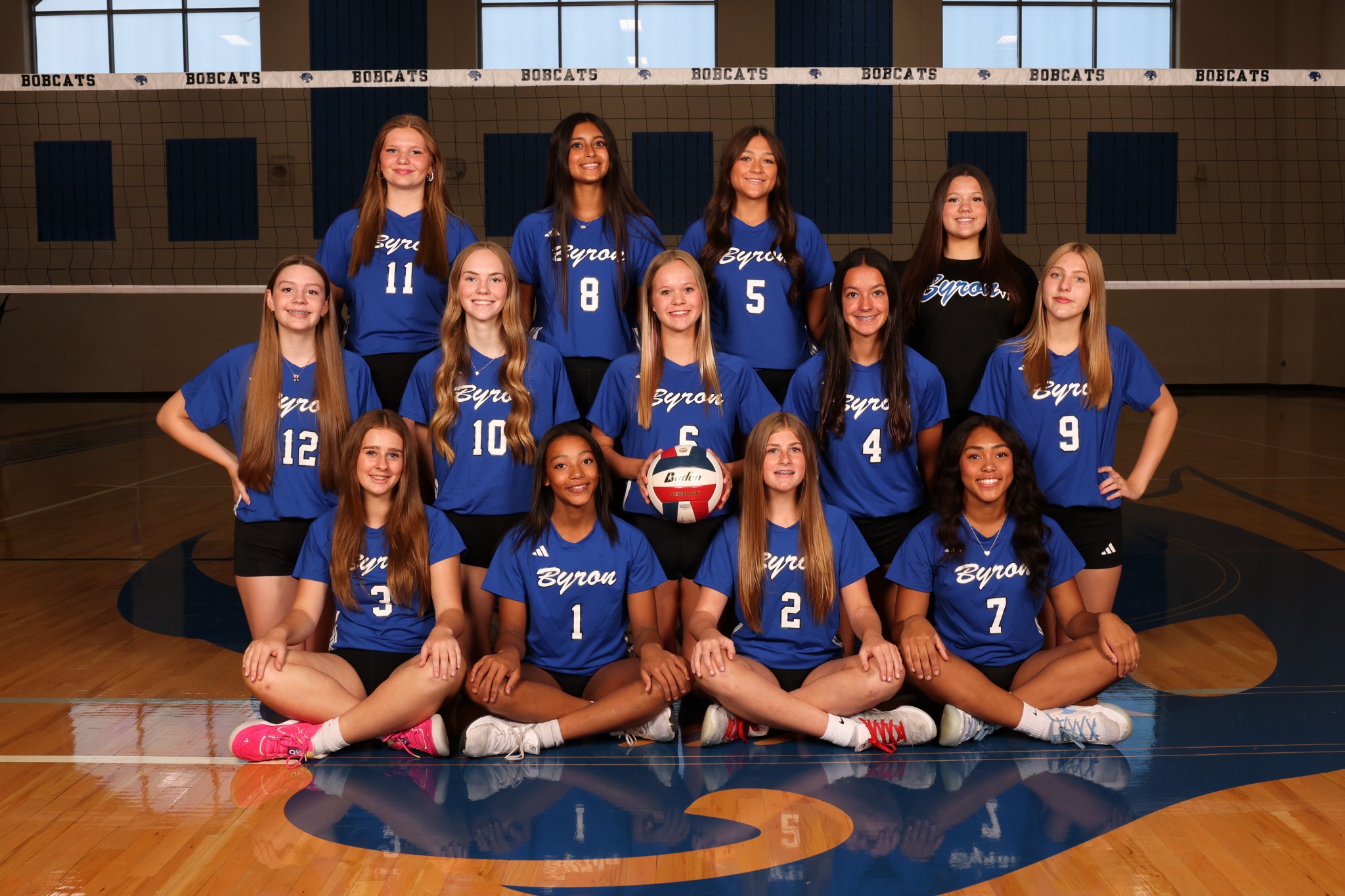2026 Byron Nelson Freshman A volleyball team posed on the court